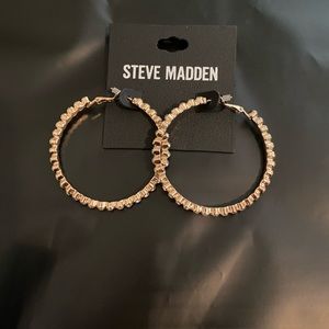 Steve Madden gold rhinestone hoop earrings